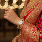 Pearl Lotus Watch Bracelet for Women | Ethnic Bracelet Watch with Lotus Charm