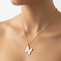 White Enamel Butterfly Pendant Necklace – Gold Chain