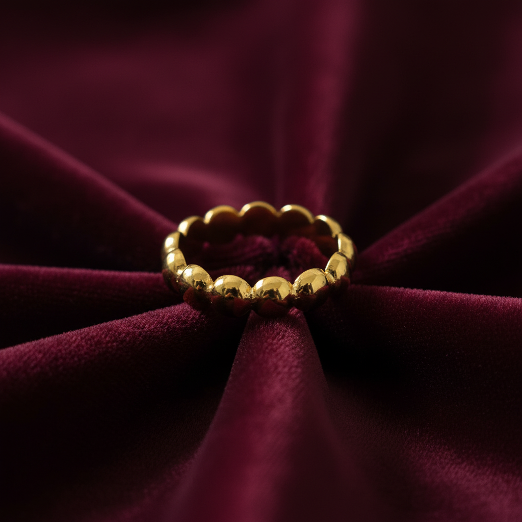 Gold Beaded Bubble Open Band Ring | Anti-Tarnish