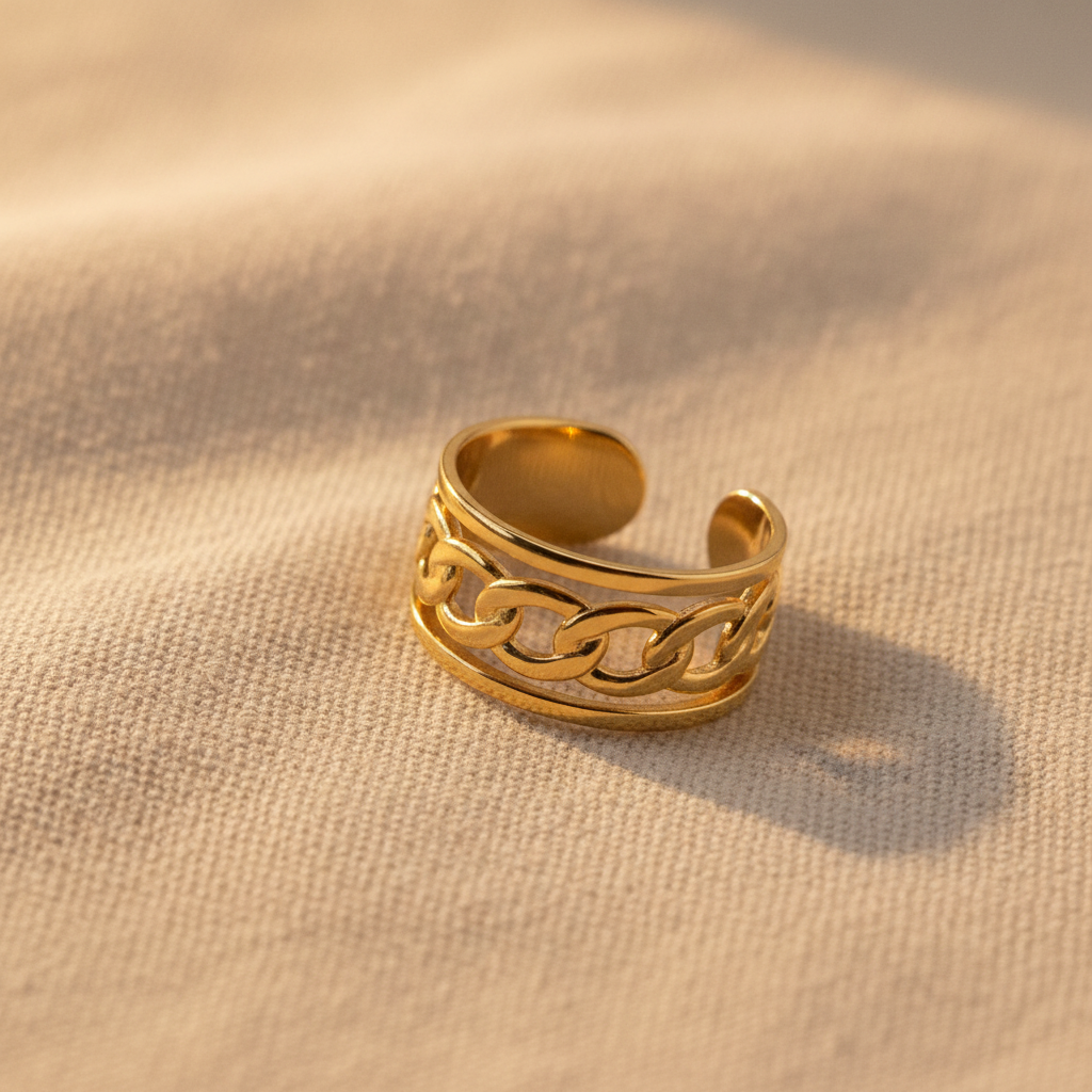 Gold Chain-Link Open Ring