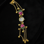 Pink Keri Charm Bracelet Watch - Dark Velvet Background