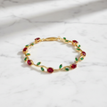 Red & Green Tulip Gemstone Bracelet