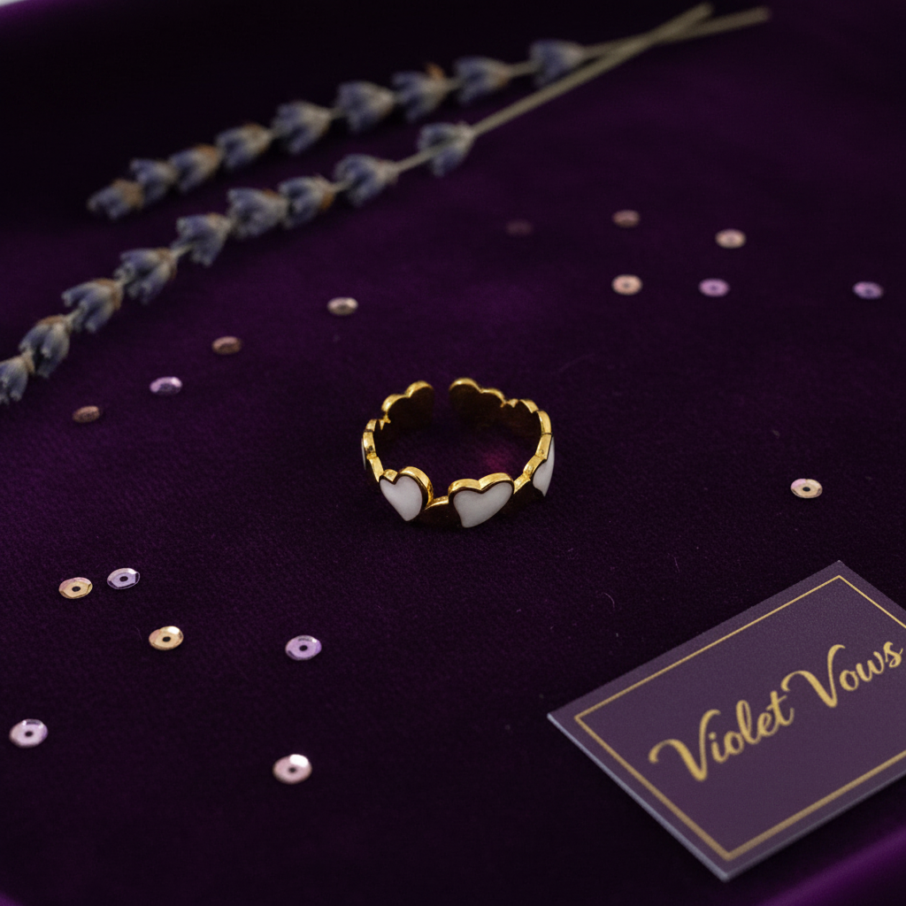 Gold Multi-Heart Band Open Ring | Anti-Tarnish