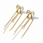 Gold Delicate Bow Chain Earrings