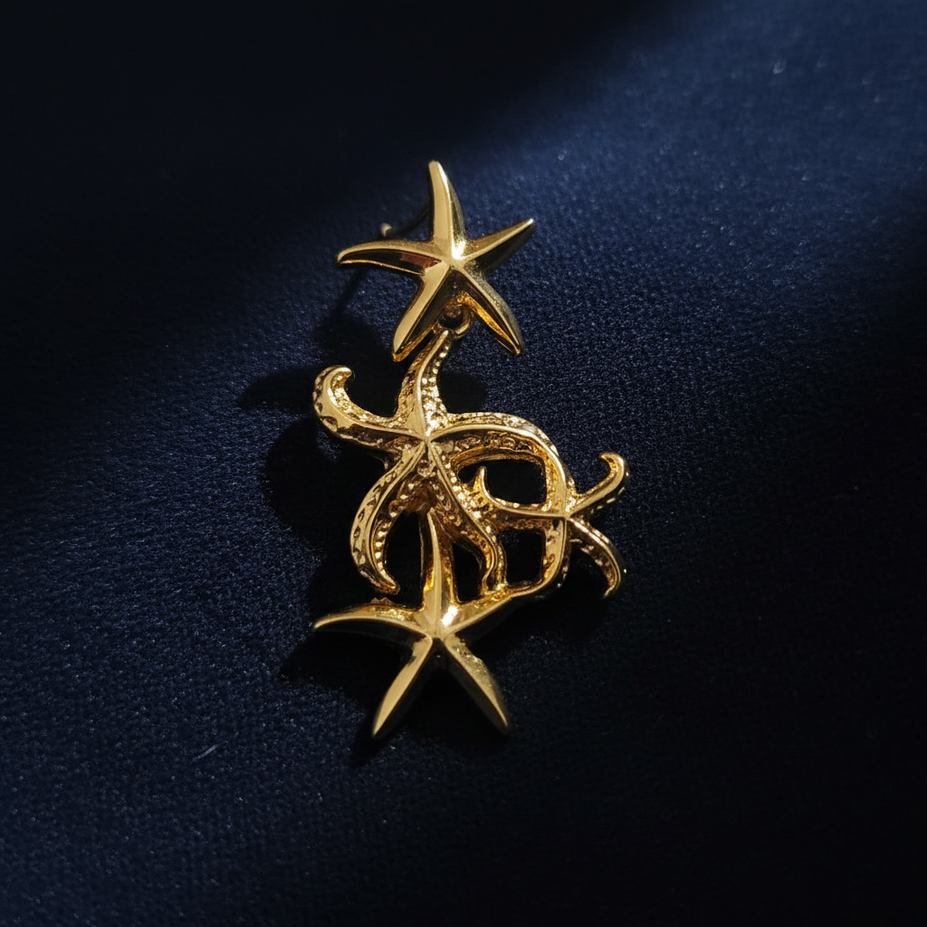 Gold Triple Starfish Drop Earrings | Anti-Tarnish