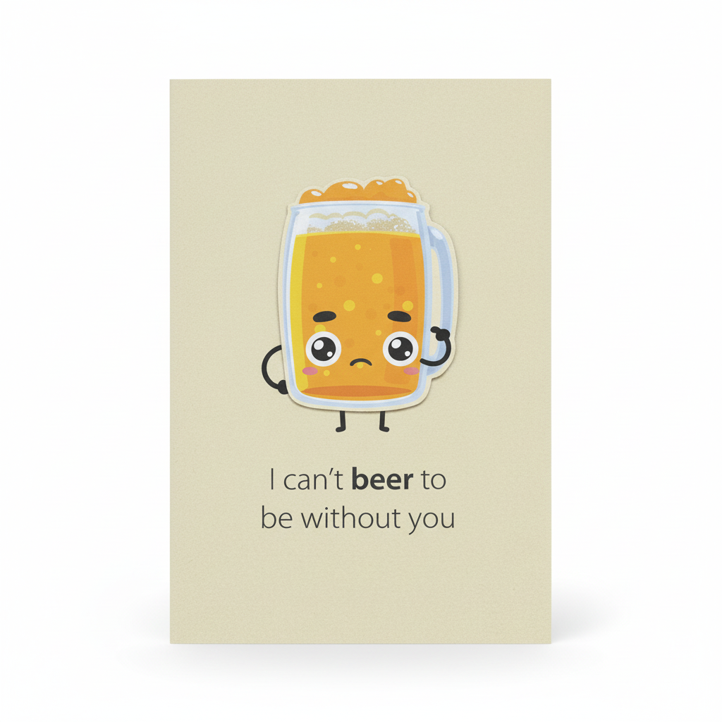 Close-up detail of cute beer mug character with fun expression