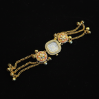 Kundan Meenakari Bracelet Watch - Dark Velvet Background