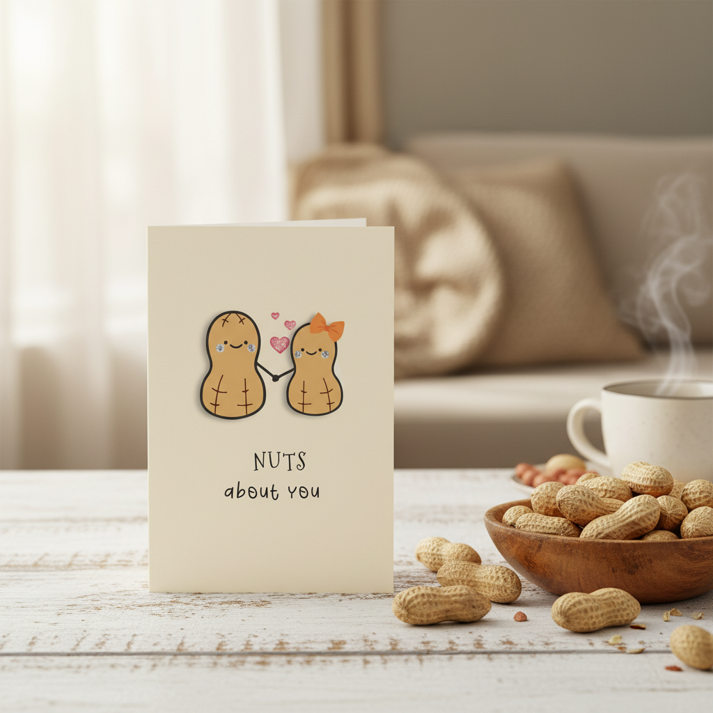 Greeting Card lifestyle photo with peanuts and cozy setting