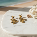 Gold Triple Starfish Drop Earrings | Anti-Tarnish