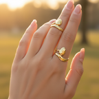 Gold Leaf-Tip Double Band Open Ring