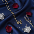 Black Enamel Butterfly Pendant Necklace – Gold Chain