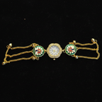 Round Meenakari Bracelet Watch - Dark Velvet Background