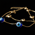 Evil Eye & Heart Double Layer Bracelet
