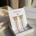 Gold Delicate Bow Chain Earrings