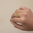 Gold Ladder Pattern Open Ring
