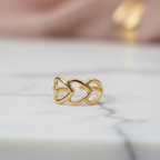 Gold Triple Open Heart Adjustable Ring - Romantic Linked Hearts Ring