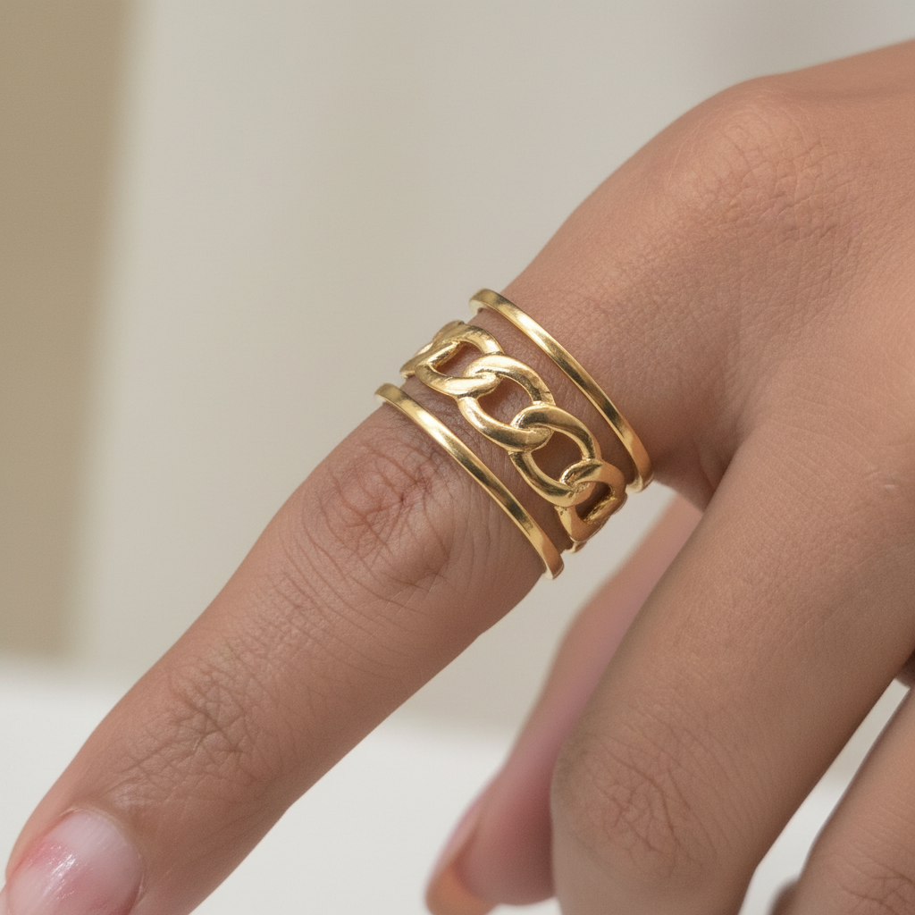 Gold Chain-Link Open Ring
