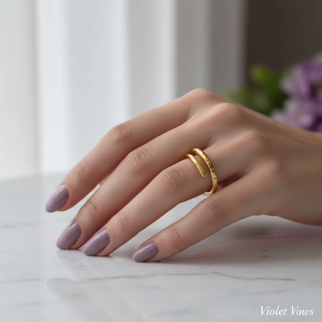 Gold Nail Wrap Open Cuff Ring | Anti-Tarnish