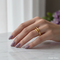 Gold Nail Wrap Open Cuff Ring | Anti-Tarnish