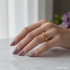Gold Nail Wrap Open Cuff Ring | Anti-Tarnish