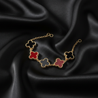 Five Clover Bracelet - Black & Red