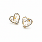 Heart Crystal Pearl Stud Earrings