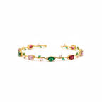 Multicolor Tulip Gemstone Bracelet - Pink Green Red