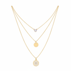 Triple Layer Gold Daisy Necklace Set