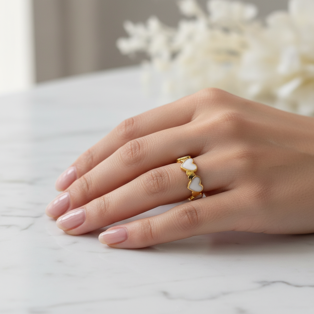 Gold Multi-Heart Band Open Ring | Anti-Tarnish