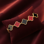 Five Clover Bracelet - Black & Red