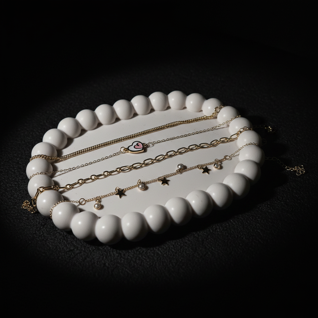 4-Piece Gold Bracelet Set - Dark Editorial