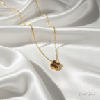 Brown Striped Clover Necklace