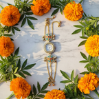 Meenakari Bracelet Watch - Marble with Marigold Flowers