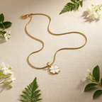 White Enamel 4-Leaf Clover Pendant Necklace | Anti-Tarnish Gold Snake Chain