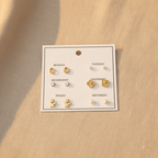 6-Pair Weekly Gold Stud Earrings Set