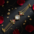 Lotus Charm Bracelet Watch – dark moody flat lay