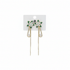 Green Flower Chain Tassel Earrings