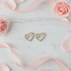 Heart Crystal Pearl Stud Earrings