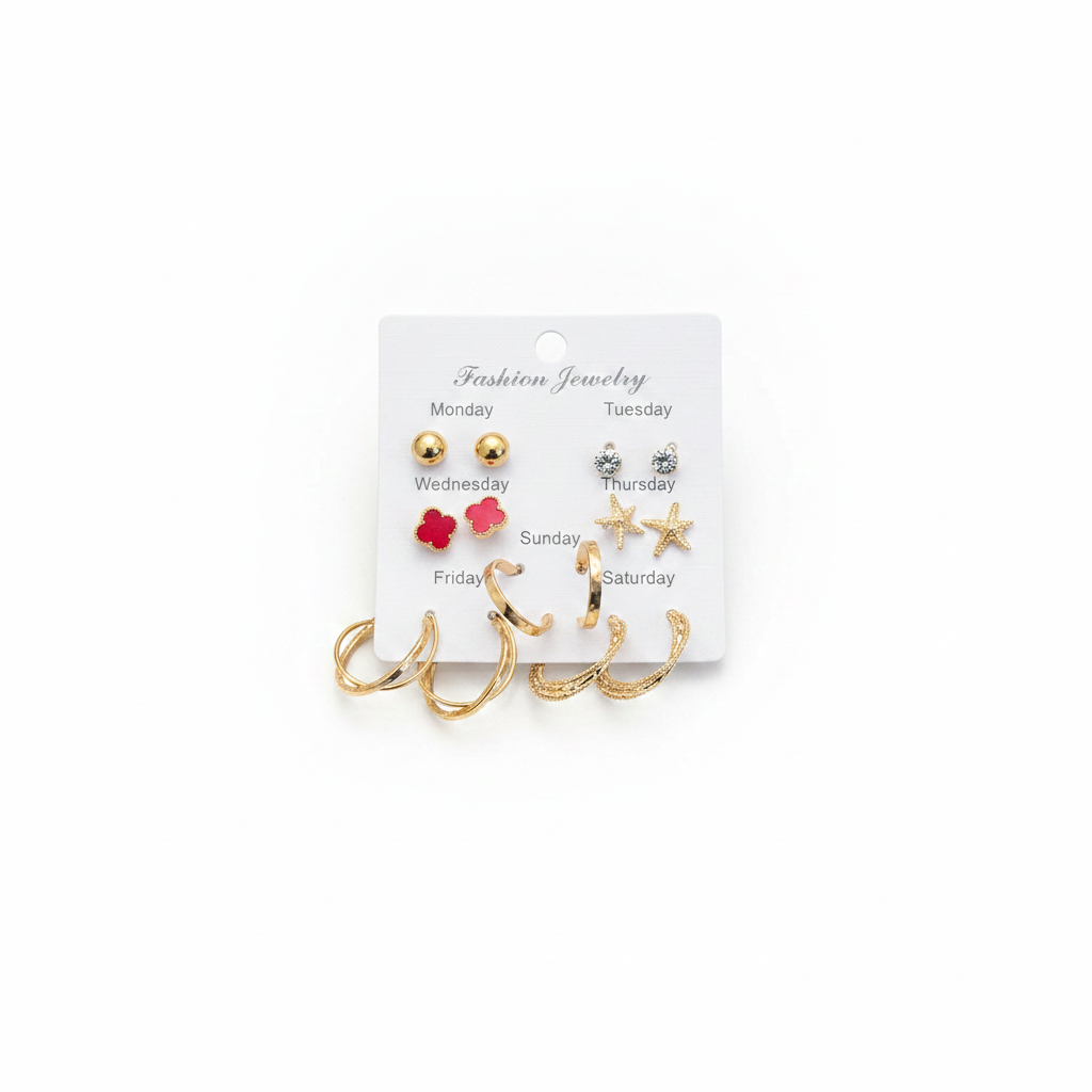 7-Pair Fashion Earring Set | Earrings for Every Day of the Week