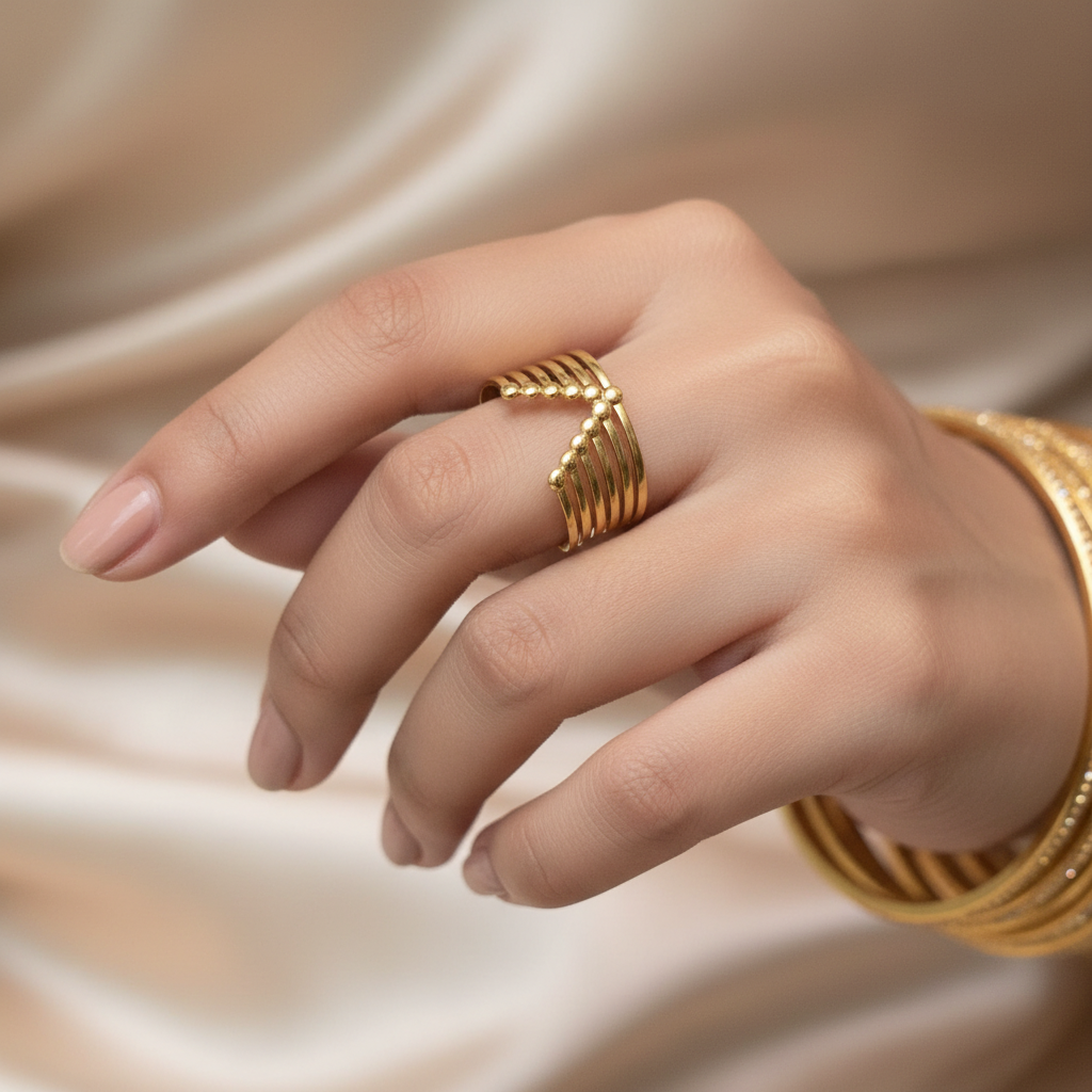 Gold Multi-Band Beaded Ring