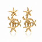 Gold Triple Starfish Drop Earrings | Anti-Tarnish