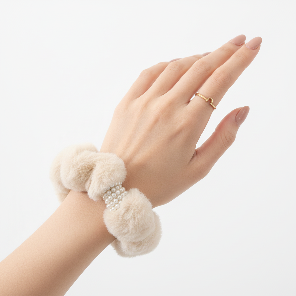 Pearl Fur Scrunchie (Random Colour)