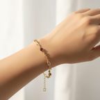 Multicolor Tulip Gemstone Bracelet - Pink Green Red