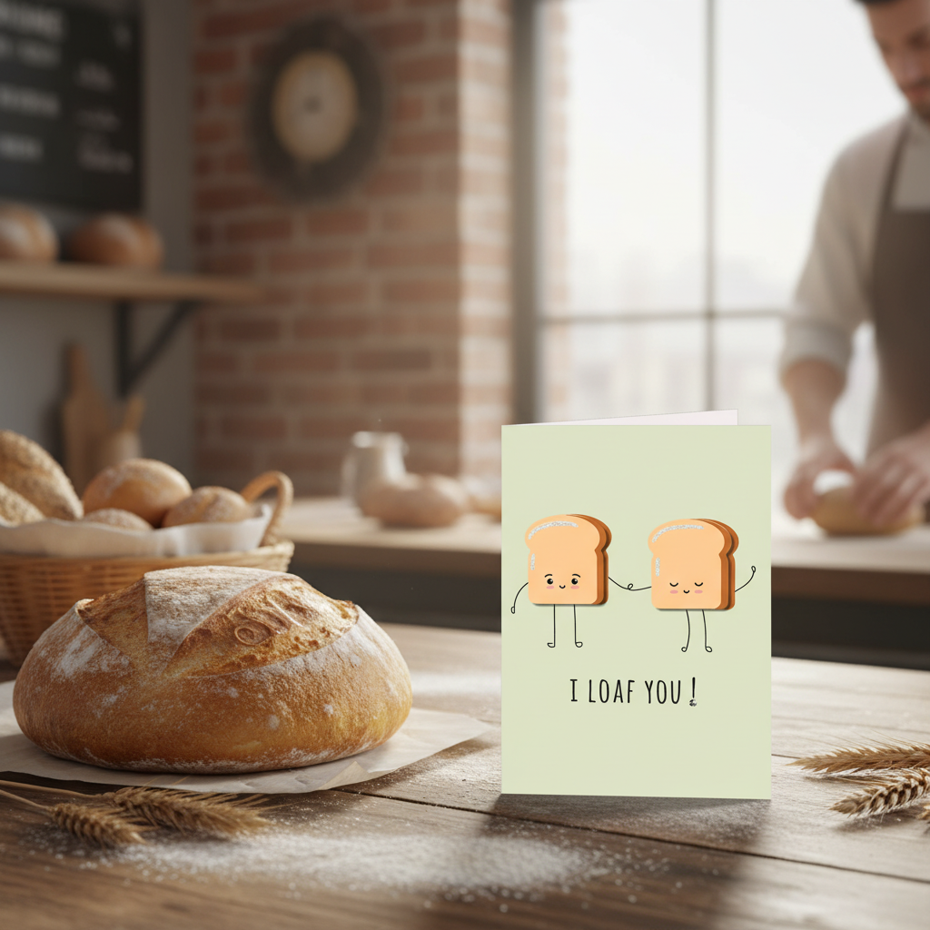 Greeting Card lifestyle photo with fresh bread and bakery items