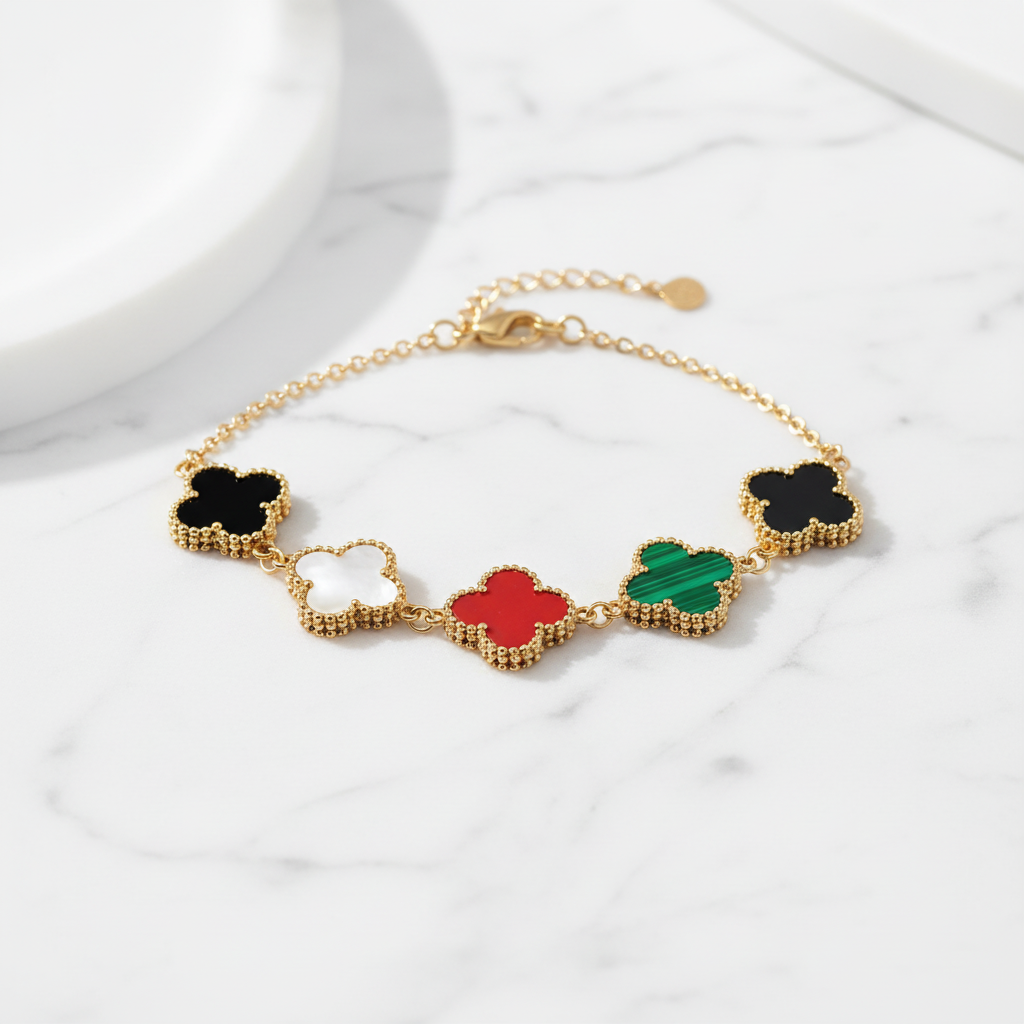 Multi-Color Clover Charm Bracelet
