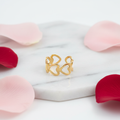 Gold Interlocking Hearts Chain Adjustable Ring - Bold Romantic Band Ring