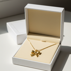 Gold Bow Pendant Necklace - Stainless Steel Snake Chain