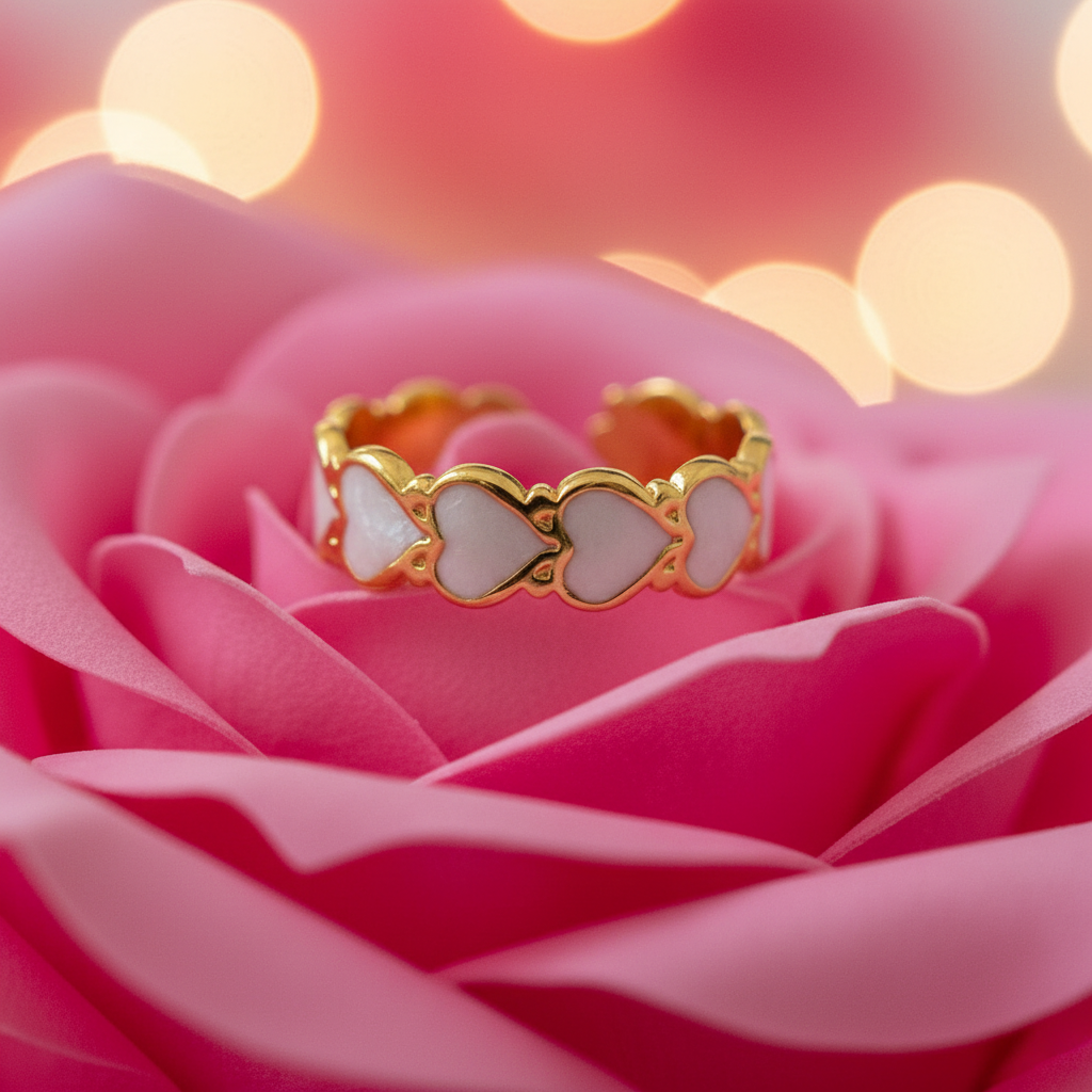 Gold Scalloped Heart Band Open Ring | Anti-Tarnish