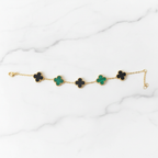 Black & Green Clover Charm Bracelet