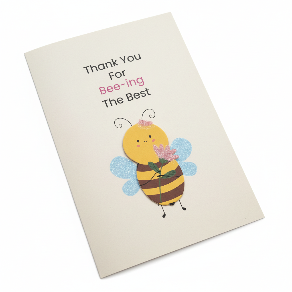 Close-up detail of adorable bee character with sweet face